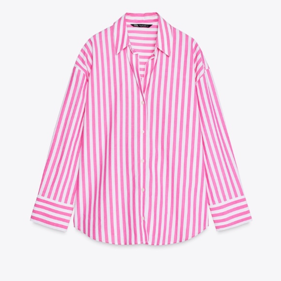 Zara Striped Poplin Shirt - Picture 1 of 2
